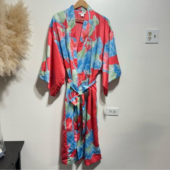 NATORI PRIVATE LUXURIES Liam Kimono Sleeve Long Robe Size L NWT Multicolored - Picture 3 of 8
